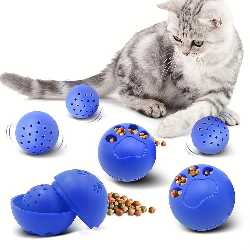 Interactive Cat Toy Set 3 Bell Balls and 3 Treat Dispenser Balls
