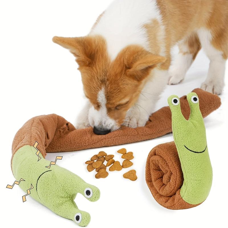 Interactive Snail Dog Toy Plush Puzzle Treat Dispenser and Slow Feeder