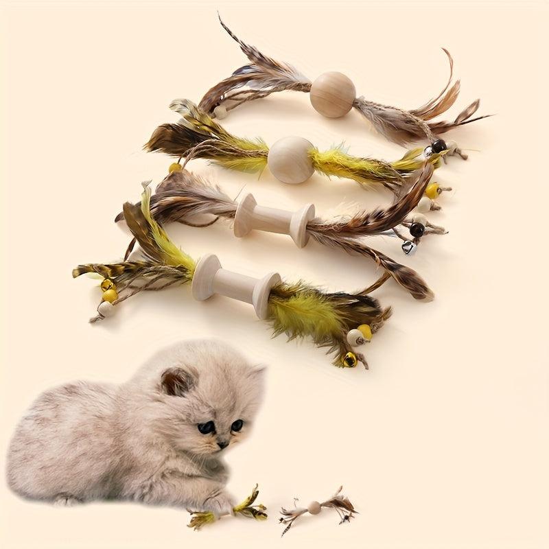 Feather Cat Toy Rope Bell Interactive Cats Kitten Play Exercise