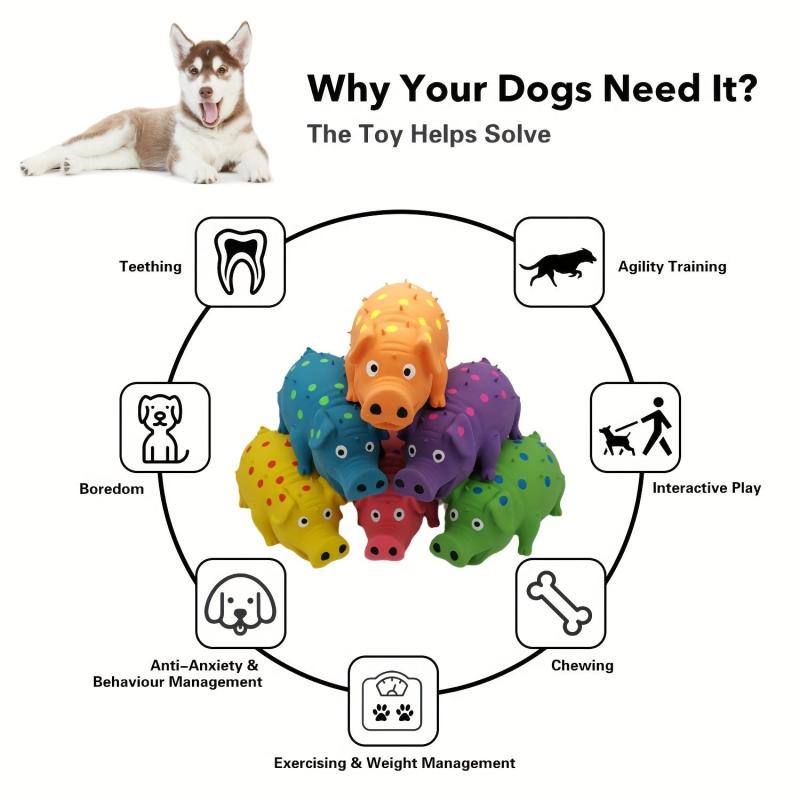 81 Cm Natural Latex Dog Squeaky Toy Pig Shaped Chew Molar Toy