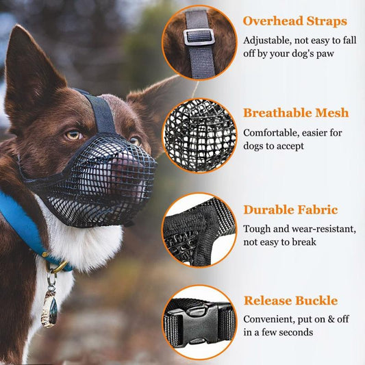 Breathable Soft Mesh Dog Muzzle for Small Medium Large Dogs Comfortable Secure