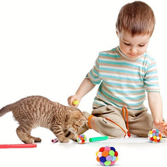 3pcs Pet Plush Ball Cat Teaser Elastic Ball Toys For Cat Interactive Toys