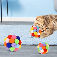 3pcs Pet Plush Ball Cat Teaser Elastic Ball Toys For Cat Interactive Toys