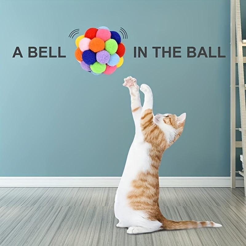 3pcs Pet Plush Ball Cat Teaser Elastic Ball Toys For Cat Interactive Toys