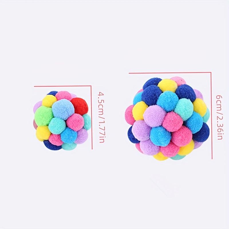3pcs Pet Plush Ball Cat Teaser Elastic Ball Toys For Cat Interactive Toys