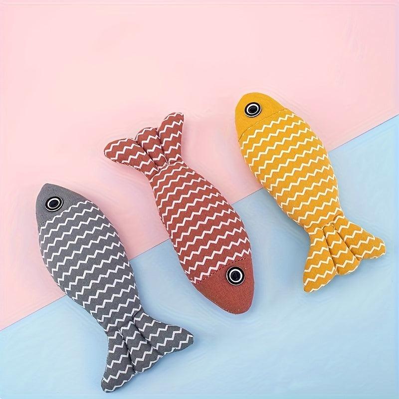 Durable Cat Linen Fish Pillow Cat Teeth Grinding Molar Toy