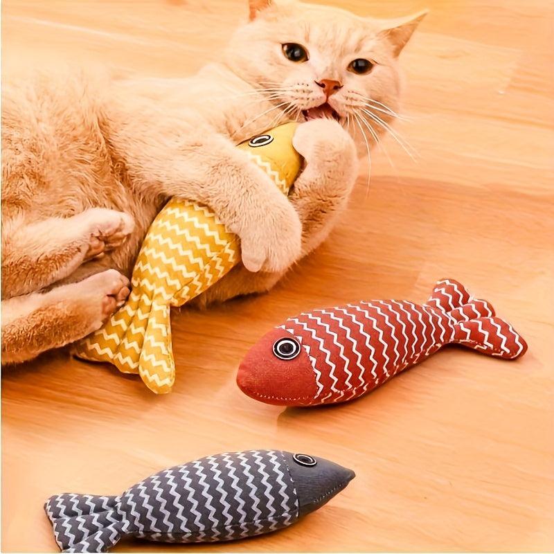 Durable Cat Linen Fish Pillow Cat Teeth Grinding Molar Toy