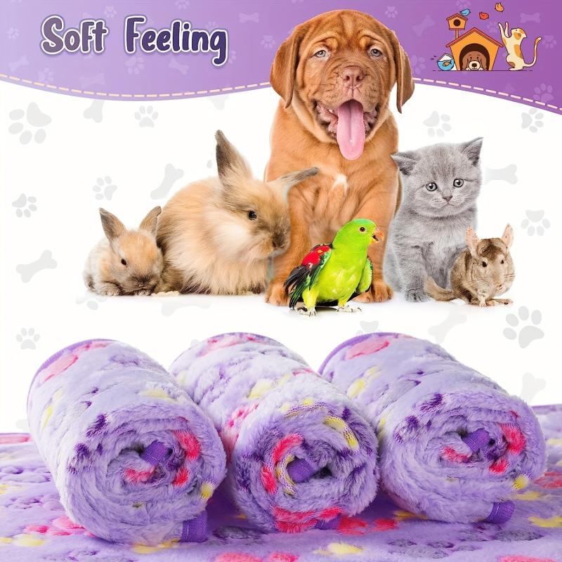 Cozy Paw Print Pet Blanket Soft Fleece Sleeping Mat for Cats and Dogs