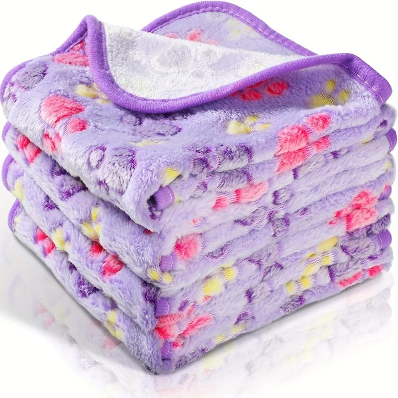 Cozy Paw Print Pet Blanket Soft Fleece Sleeping Mat for Cats and Dogs