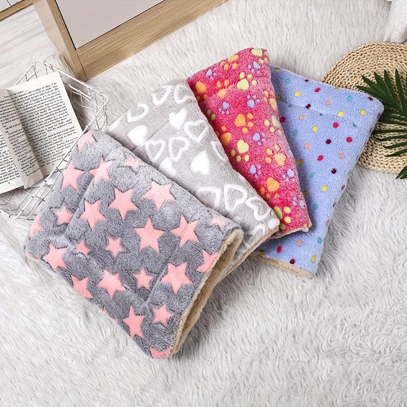 Pink Star Pattern Double Layer Pet Cushion Warm Cat Blanket