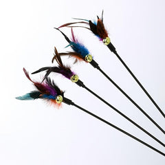Interactive Cat Wand Toy with Bell and Feathers