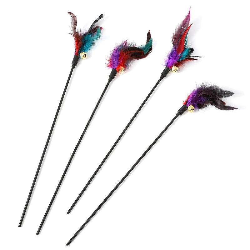 Interactive Cat Wand Toy with Bell and Feathers