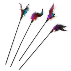 Interactive Cat Wand Toy with Bell and Feathers