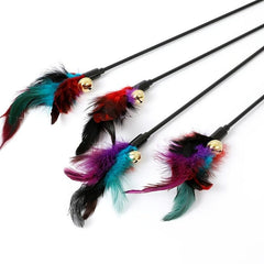 Interactive Cat Wand Toy with Bell and Feathers