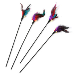 Interactive Cat Wand Toy with Bell and Feathers