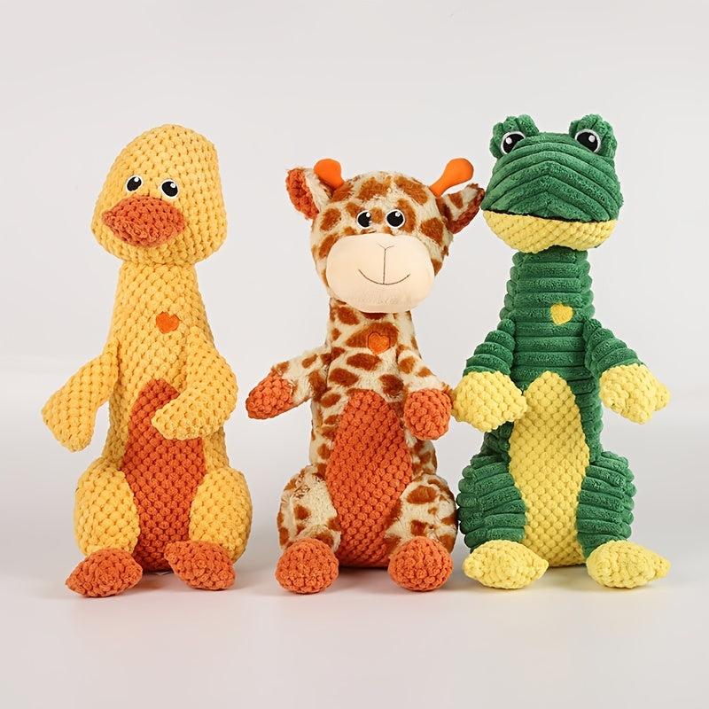 Durable Plush Dog Toothbrush Toy with Squeaky Animals