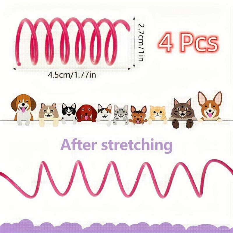 4pcs Interactive Cat Toy Colorful Durable Plastic Spiral Spring Kitten Toy