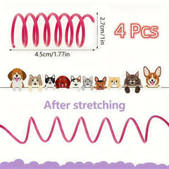 4pcs Interactive Cat Toy Colorful Durable Plastic Spiral Spring Kitten Toy