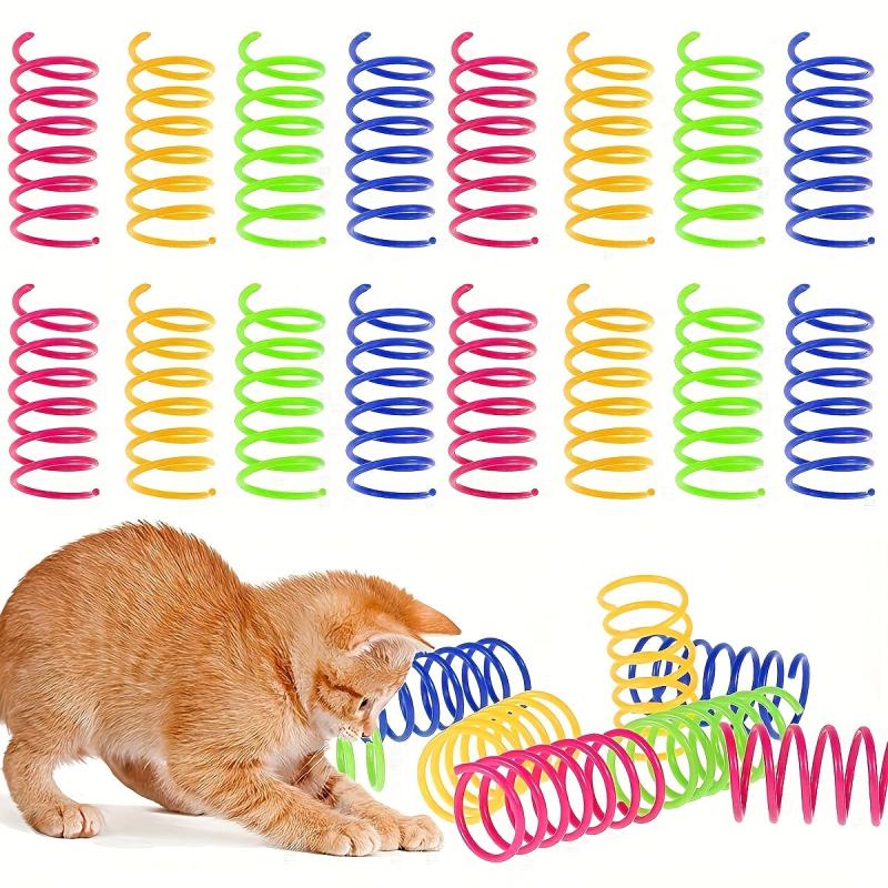 4pcs Interactive Cat Toy Colorful Durable Plastic Spiral Spring Kitten Toy