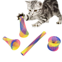 Colorful Spring Hose Kitten Grinding Claw Telescopic Spring Chew Toy