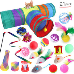 12 14 15 21 28 30PCS Pet Cat Toy Set Fun Stick Bell Ball Supplies
