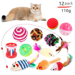 12 14 15 21 28 30PCS Pet Cat Toy Set Fun Stick Bell Ball Supplies