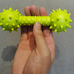 Squeaky Dumbbell Dog Chew Toy for Teeth Grinding & Playful Exercise