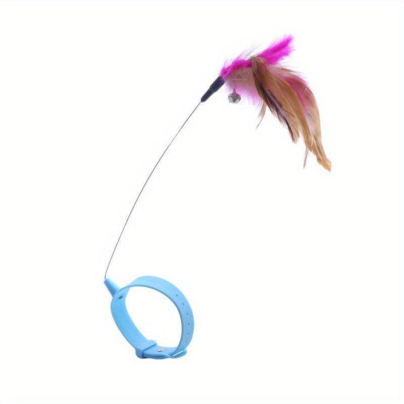 Interactive Cat Toy Collar Teaser Stick with Feather and Bell