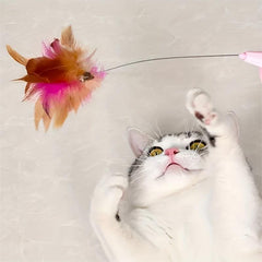 Interactive Cat Toy Collar Teaser Stick with Feather and Bell