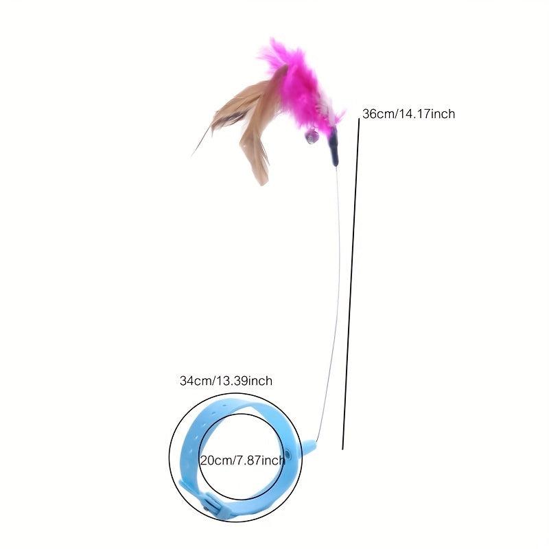 Interactive Cat Toy Collar Teaser Stick with Feather and Bell