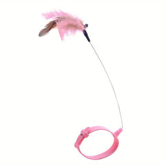 Interactive Cat Toy Collar Teaser Stick with Feather and Bell