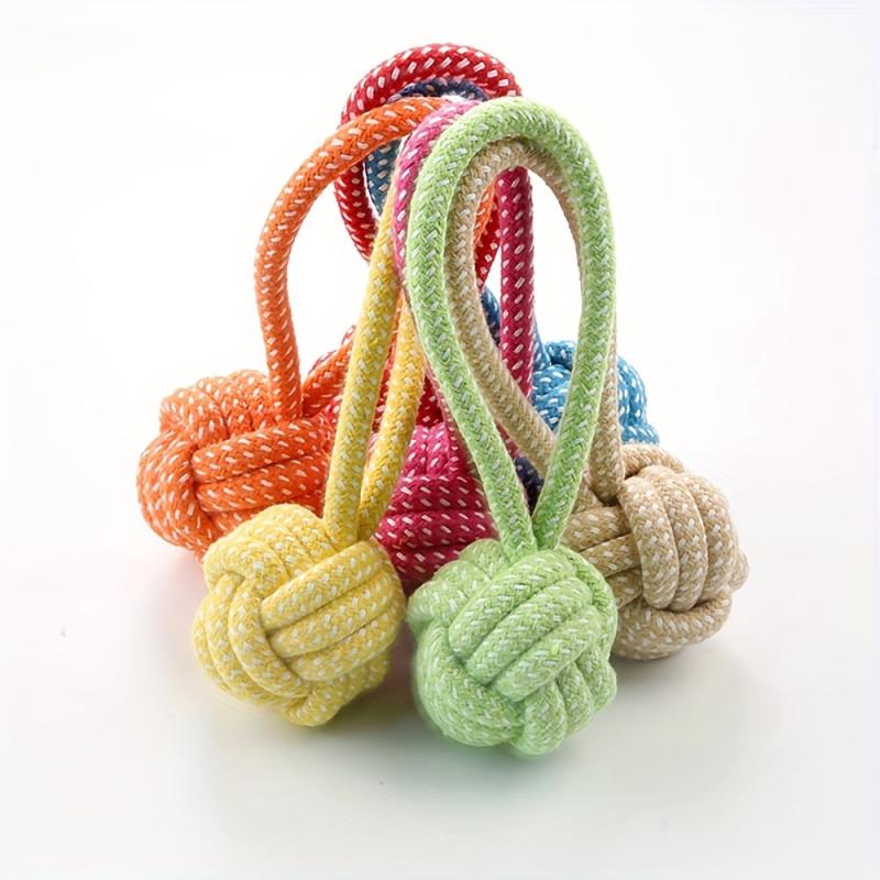 Interactive Cotton Rope Puppy Tug Toy Ball For Dogs