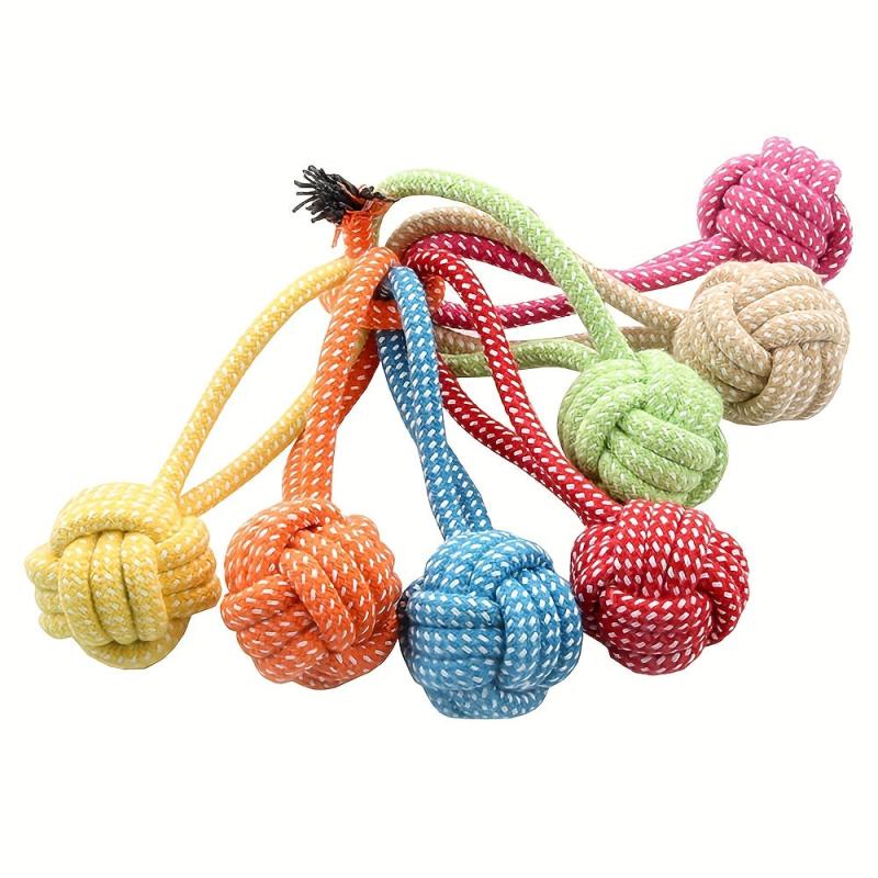 Interactive Cotton Rope Puppy Tug Toy Ball For Dogs