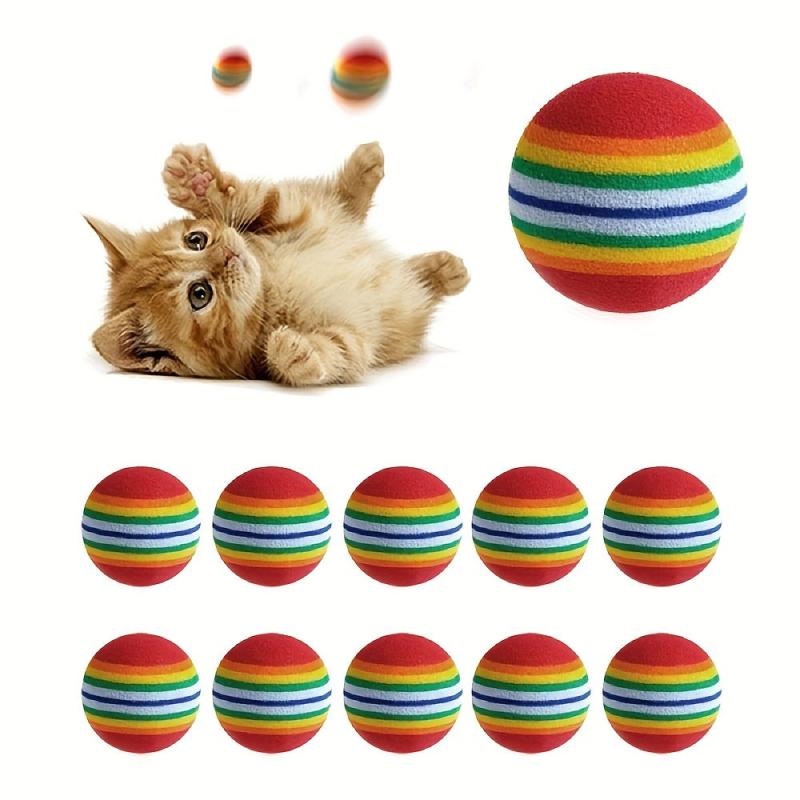 Interactive Rainbow Cat Toy Ball for Chew & Scratch