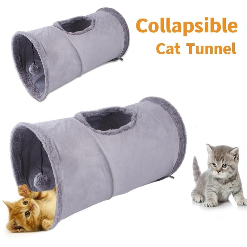 Collapsible Cat Tunnel Tube Play Tent Cat Toy Indoor with Plush Ball