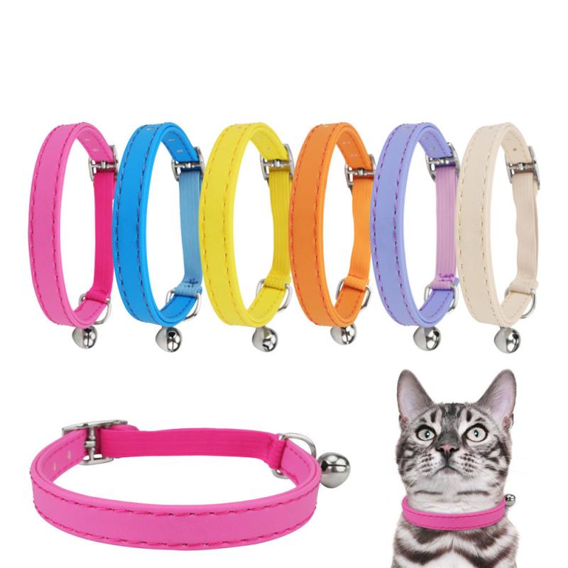Adjustable Cat Collar with Elastic Webbing & Bell