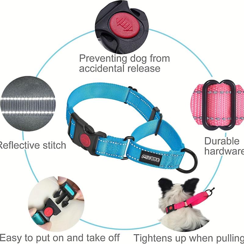 Reflective Dog Collar Safety Locking Buckle Small Medium Large Dogs
