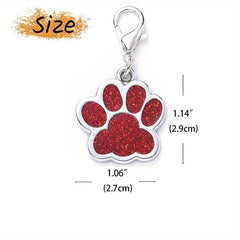 Custom Glitter Paw Print Dog ID Tag - Personalized Pet Collar Tags