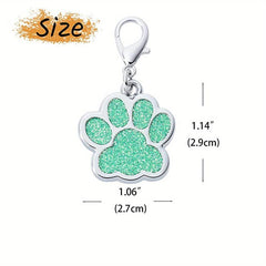Custom Glitter Paw Print Dog ID Tag - Personalized Pet Collar Tags