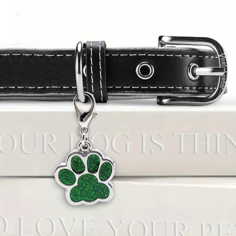 Custom Glitter Paw Print Dog ID Tag - Personalized Pet Collar Tags