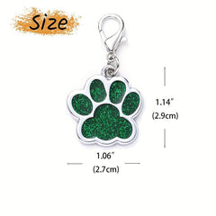 Custom Glitter Paw Print Dog ID Tag - Personalized Pet Collar Tags
