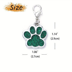 Custom Glitter Paw Print Dog ID Tag - Personalized Pet Collar Tags
