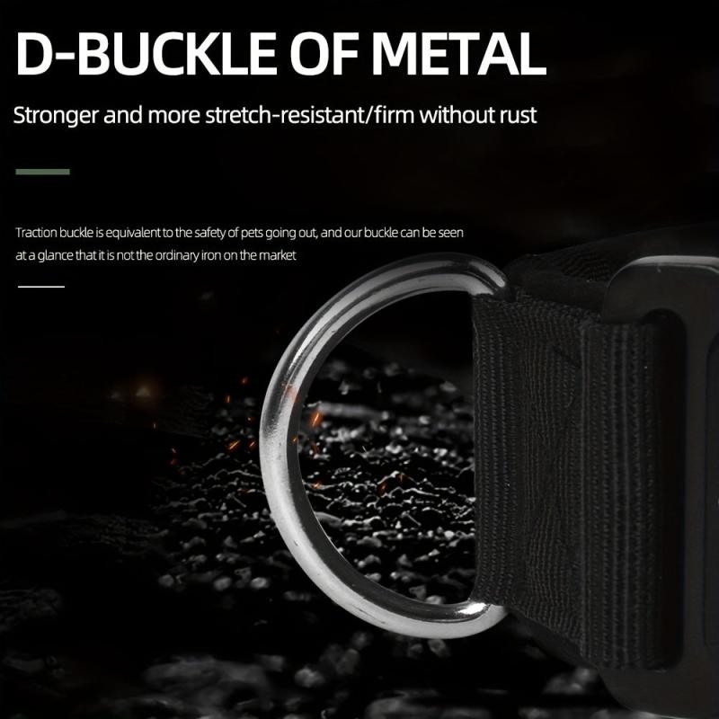 Heavy Duty Tactical Dog Collar with Handle for Medium to Large Dogs