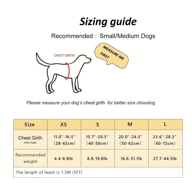 Reflective Dog Harness and Leash Set for Small to Medium Dogs