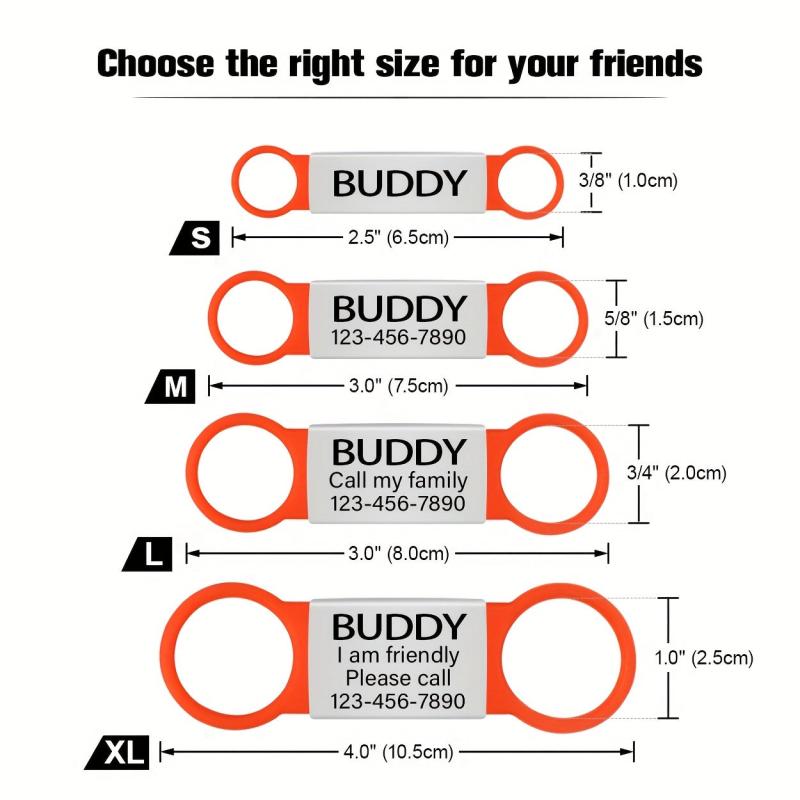 Custom Engraved Slide On Pet ID Tag for Dogs and Cats
