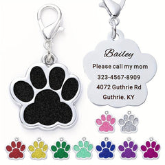 Custom Paw Print Dog Tag - Engraved Name ID Tag for Collar