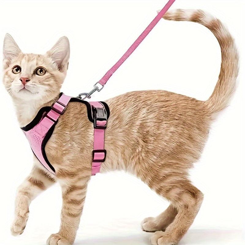 Escape Proof Cat Harness & Leash Set Breathable Reflective Adjustable