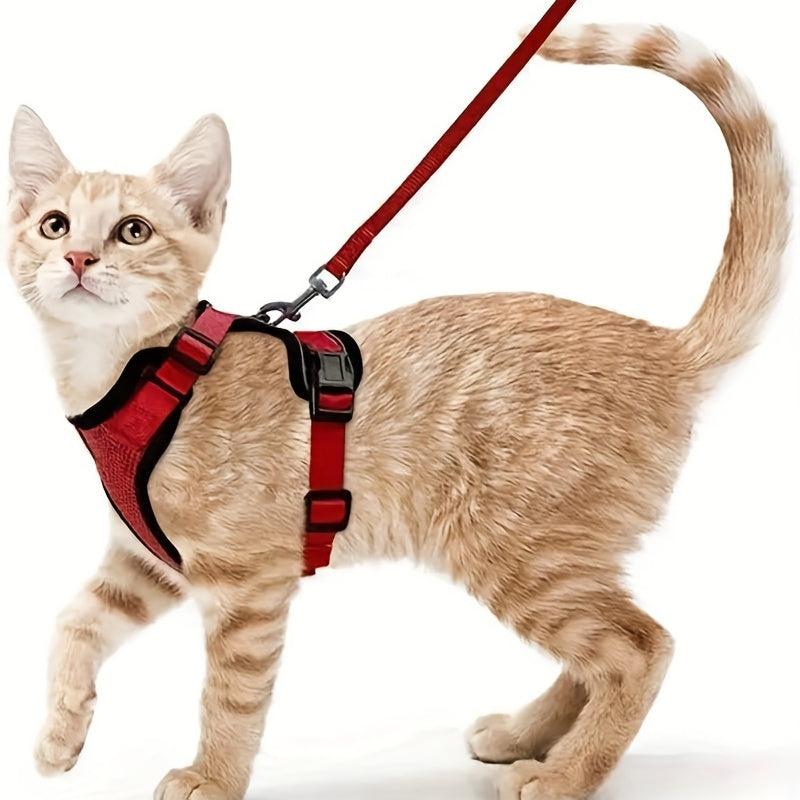 Escape Proof Cat Harness & Leash Set Breathable Reflective Adjustable