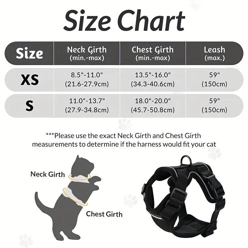 Escape Proof Cat Harness & Leash Set Breathable Reflective Adjustable