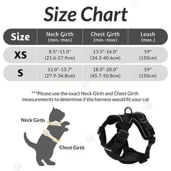 Escape Proof Cat Harness & Leash Set Breathable Reflective Adjustable